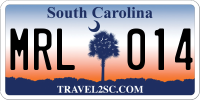 SC license plate MRL014