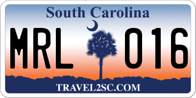 SC license plate MRL016