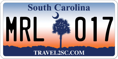 SC license plate MRL017