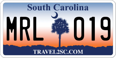 SC license plate MRL019