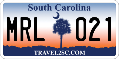 SC license plate MRL021