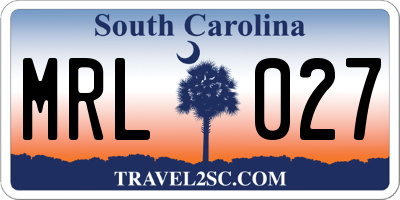 SC license plate MRL027