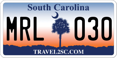 SC license plate MRL030