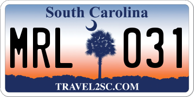 SC license plate MRL031