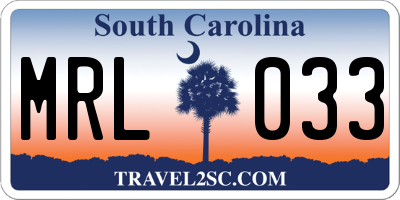 SC license plate MRL033
