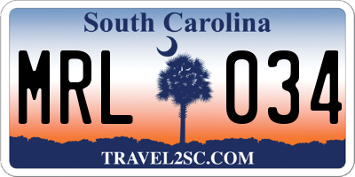 SC license plate MRL034
