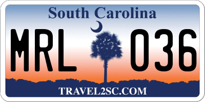 SC license plate MRL036