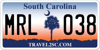 SC license plate MRL038