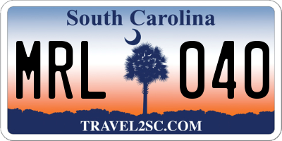 SC license plate MRL040