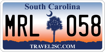 SC license plate MRL058