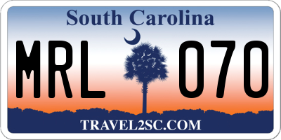 SC license plate MRL070