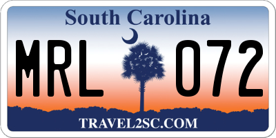 SC license plate MRL072
