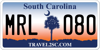 SC license plate MRL080