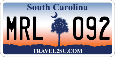 SC license plate MRL092