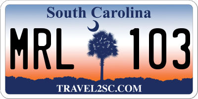 SC license plate MRL103