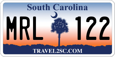 SC license plate MRL122