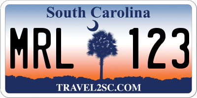 SC license plate MRL123