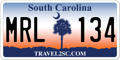 SC license plate MRL134