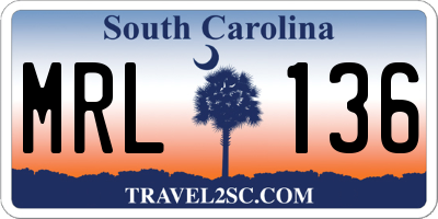 SC license plate MRL136