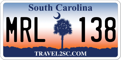 SC license plate MRL138