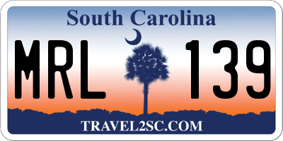 SC license plate MRL139