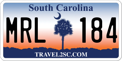 SC license plate MRL184