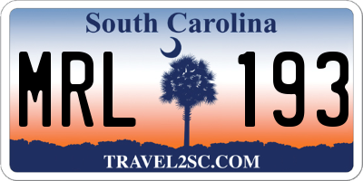 SC license plate MRL193