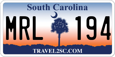 SC license plate MRL194