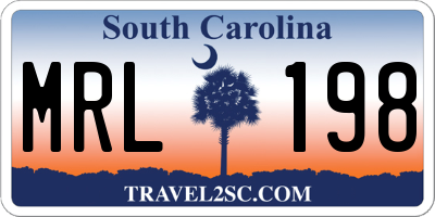 SC license plate MRL198