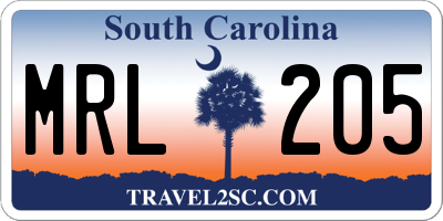 SC license plate MRL205