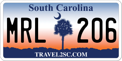 SC license plate MRL206