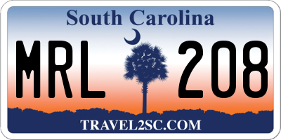 SC license plate MRL208