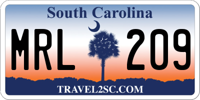 SC license plate MRL209