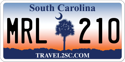 SC license plate MRL210