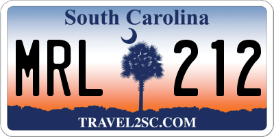 SC license plate MRL212