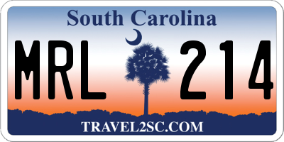 SC license plate MRL214