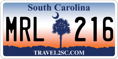 SC license plate MRL216