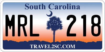 SC license plate MRL218