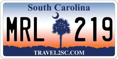 SC license plate MRL219
