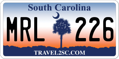 SC license plate MRL226