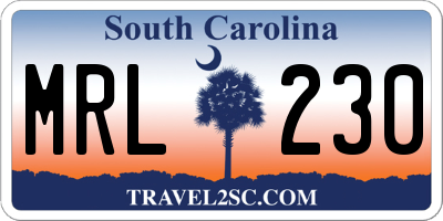 SC license plate MRL230