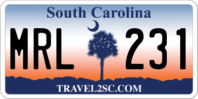 SC license plate MRL231