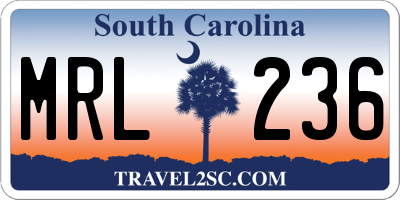 SC license plate MRL236