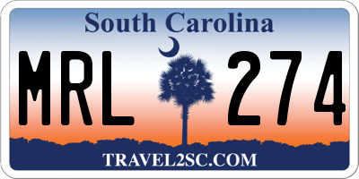 SC license plate MRL274