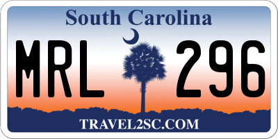 SC license plate MRL296