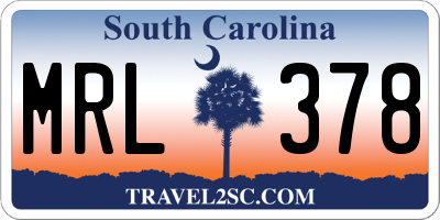 SC license plate MRL378