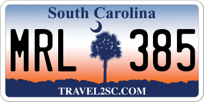 SC license plate MRL385