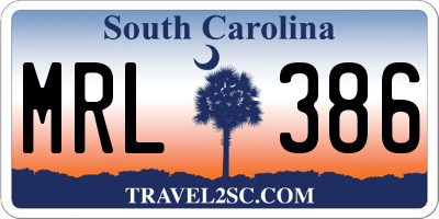 SC license plate MRL386
