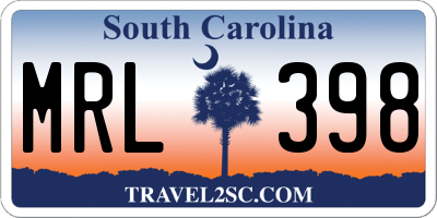 SC license plate MRL398