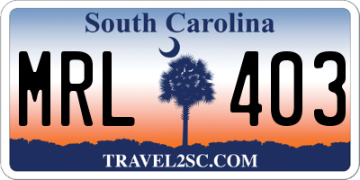 SC license plate MRL403